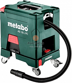 Аккумуляторный строительный пылесос для сухой уборки Metabo AS 18 L PC на площадке с роликами