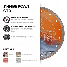 Характеристики и применение алмазного отрезного круга Diam STD Turbo Универсал 230 мм
