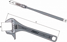 Размеры разводного ключа с реверсивной губкой Irega 92WR-10"